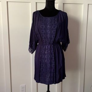 Navy blue split sleeve dress